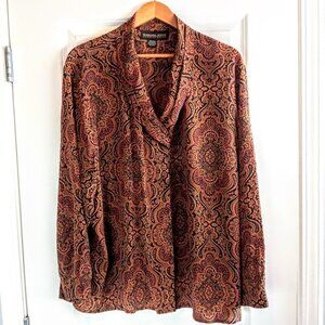Vintage Sandra Roth Paisley Silk Long Sleeve Blouse